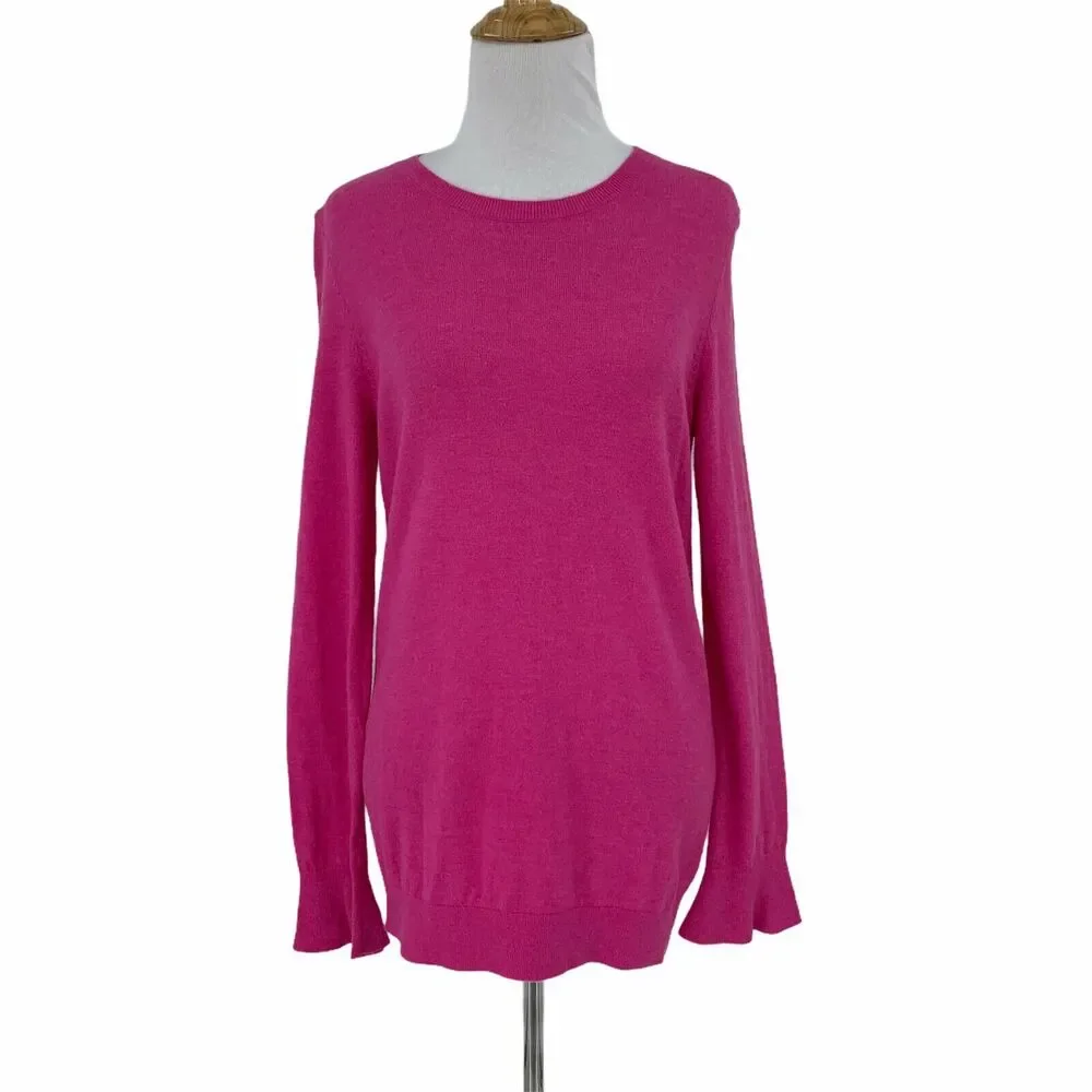 Talbots Sweater Womens S Small Lambswool Blend Bell Wrist Long Sleeve Pullover